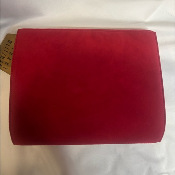 Vintage Stuart Weitzman “Chain Swirl” Red Suede Clutch - Picture 6 of 10